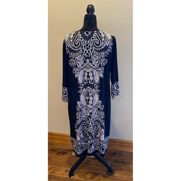 JM Collections Dress Stylish Black & White Holiday Party Dressy Size 1X Stretchy - Picture 4 of 12